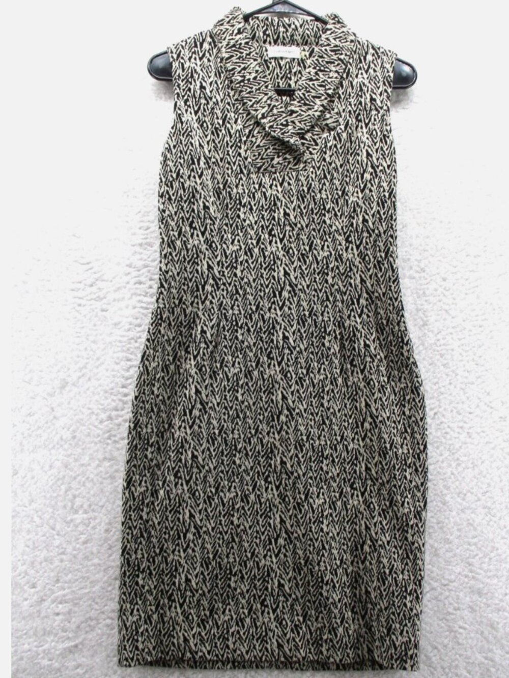 Calvin Klein White& Black Collared Sheath Dress Size 2P